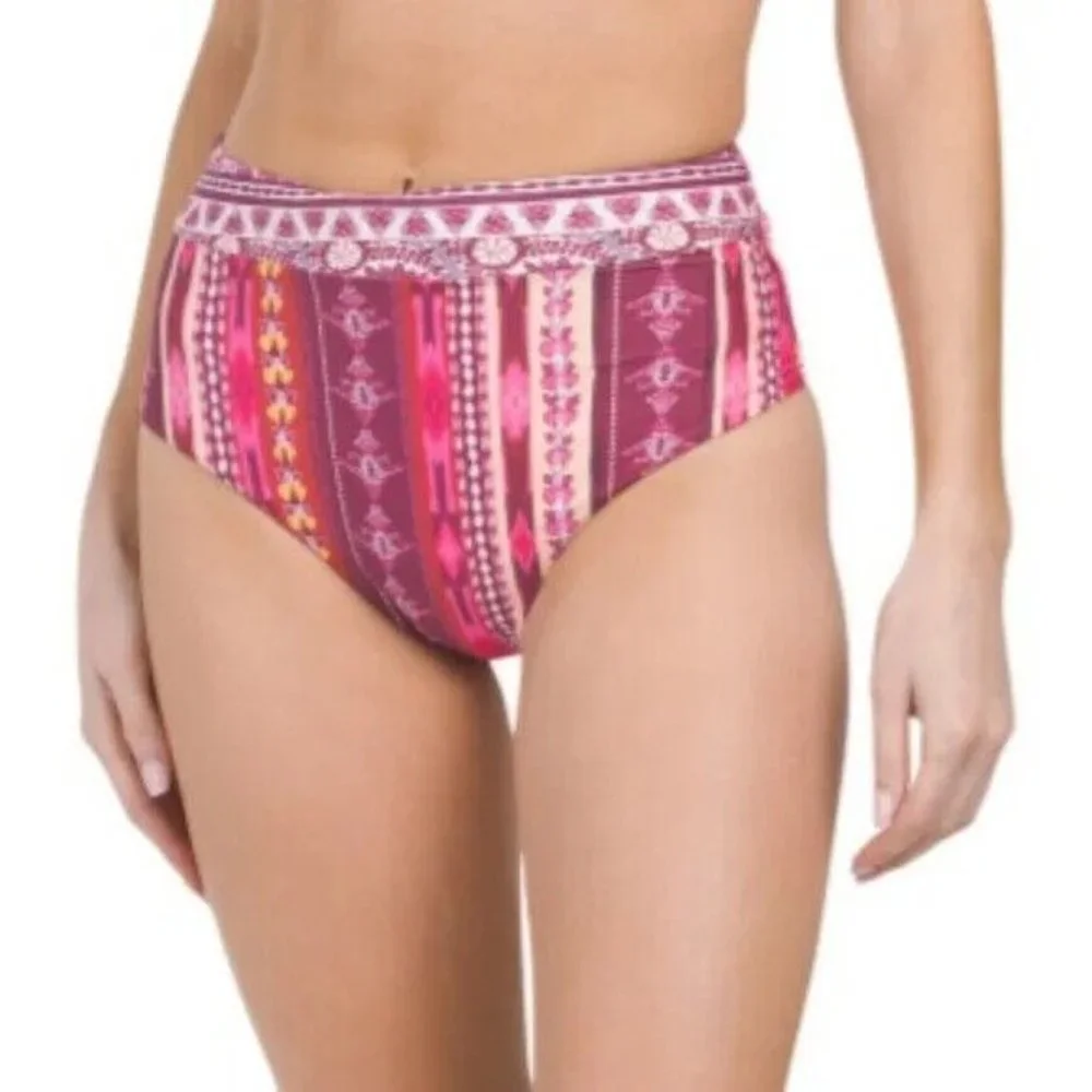 Nanette Lepore Aster Asymmetrical Bikini Swimsuit Set high waist size 4 NWT